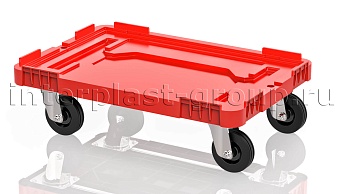 Тележка пластиковая сплошная без тормозов усиленная красная в Северодвинске
