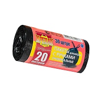 Мешки для мусора 20 л, с ручками, черные, в рулоне 30 шт., ПНД, 10 мкм, 550х440 мм, Крепак, 4607075710276 в Северодвинске Мешки для мусора 20 л, с ручками, черные, в рулоне 30 шт., ПНД, 10 мкм, 550х440 мм, Крепак, 4607075710276 в Северодвинске