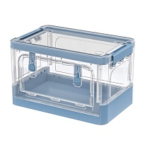 Ящик пластиковый складной прозрачный, дно синее, 360х235х230 мм, с колесиками в Северодвинске Ящик пластиковый складной прозрачный, дно синее, 360х235х230 мм, с колесиками в Северодвинске