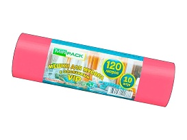 Мешки для мусора 120 л, с завязками, красные, в рулоне 10 шт., ПНД, 15 мкм, 800х750 мм, VIP, Z12010red в Северодвинске