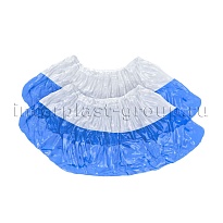 Бахилы бело-синие 1000 шт (500 пар), 48 мкм, двойная подошва, с одной резинкой, Эконом+ в Северодвинске