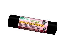 Мешки для мусора 180 л, ароматизированные, черные, в рулоне 10 шт., ПВД, 50 мкм, 1100х930 мм, EXTRA black, 18008301 в Северодвинске