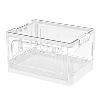 Ящик пластиковый складной прозрачный, дно белое, 360х235х230 мм, с колесиками в Северодвинске