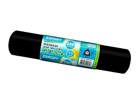 Мешки для мусора 240 л, черные, в рулоне 10 шт., ПВД 80 мкм, 1300х930 мм, EXPORT, exp 24010167 в Северодвинске