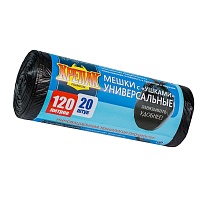 Мешки для мусора 120 л, с ушками, черные, в рулоне 20 шт., ПНД, 15 мкм, 1100х700 мм, Крепак, 4607075710368 в Северодвинске Мешки для мусора 120 л, с ушками, черные, в рулоне 20 шт., ПНД, 15 мкм, 1100х700 мм, Крепак, 4607075710368 в Северодвинске