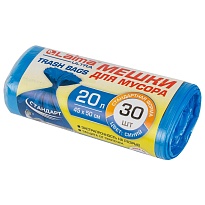 Мешки для мусора 20 л, синие, в рулоне 30 шт., ПНД, 8 мкм, 500х450 мм, LAIMA, 607682 в Северодвинске