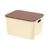 Ящик пластиковый вкладываемый бежевый с коричневой крышкой 410х305х245 мм в Северодвинске Ящик пластиковый вкладываемый бежевый с коричневой крышкой 410х305х245 мм в Северодвинске