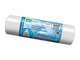 Мешки для мусора 300 л, белые, в рулоне 10 шт., ПВД 70 мкм, 1400х1000 мм, PREMIUM+, 300101602 в Северодвинске