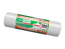 Мешки для мусора 120 л, белые, в рулоне 10 шт., ПНД, 14 мкм, 1100х700 мм, EXTRA, ex1201803 в Северодвинске