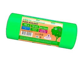 Мешки для мусора 180 л, ароматизированные, биоразлагаемые, зеленые, в рулоне 10 шт., ПВД, 40 мкм, 1300х930 мм, PURE ECOLOGY, bio1801081 в Северодвинске Мешки для мусора 180 л, ароматизированные, биоразлагаемые, зеленые, в рулоне 10 шт., ПВД, 40 мкм, 1300х930 мм, PURE ECOLOGY, bio1801081 в Северодвинске